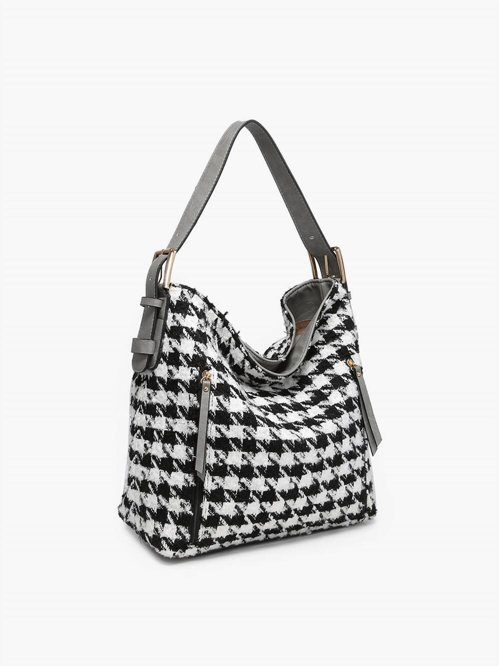 NEW JEN & CO. women's alexa hobo bag in houndstooth